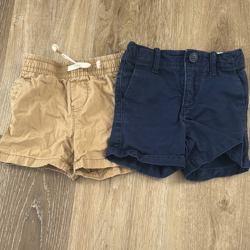 Kids Tan and Navy Shorts Set, 12-18m